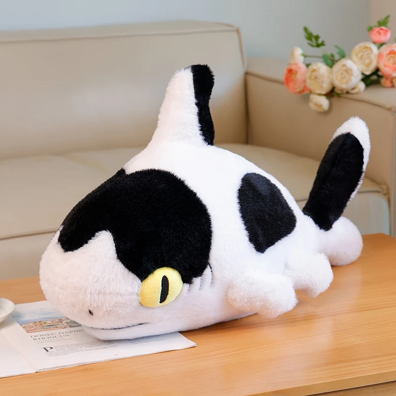 Cow Shark Plushie Kawaii Cute Soft Black Sharkitty Plush Big Toy Sleeping Pillow Doll Graduation Birthday Gift Stuffed Animals