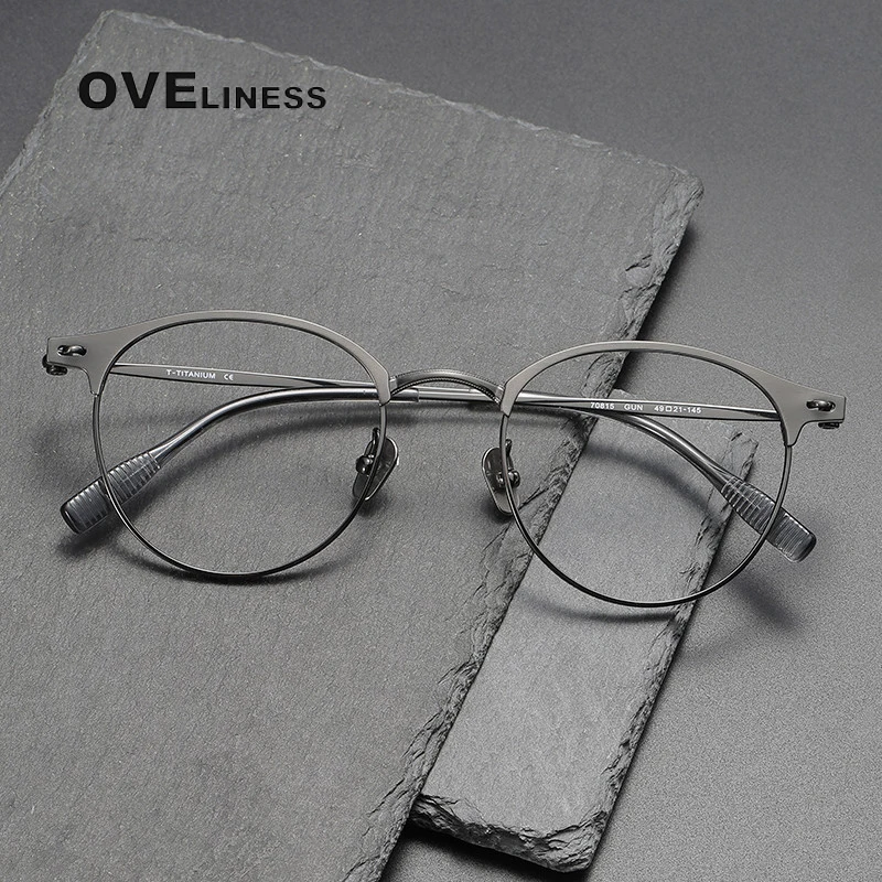 

Pure titanium optical Glasses Frame Men Women Vintage Round myopia Prescription Eyeglasses Retro Frame Screwless full Eyewear