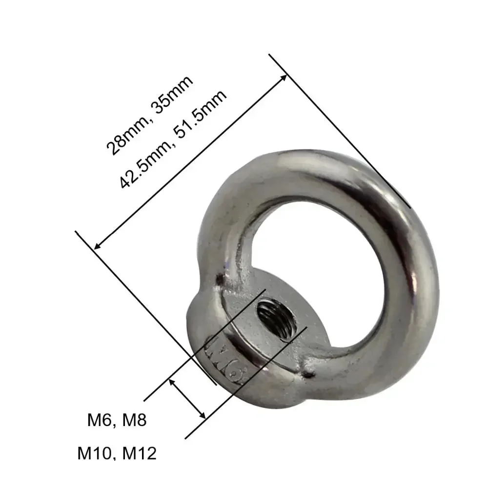 2PCS DIN 582 Lifting Ring Eye Nut M5 M6 M8 M10 M12 Stainless Steel 304 And 316 Rigging Hardware Metric Eye Nuts