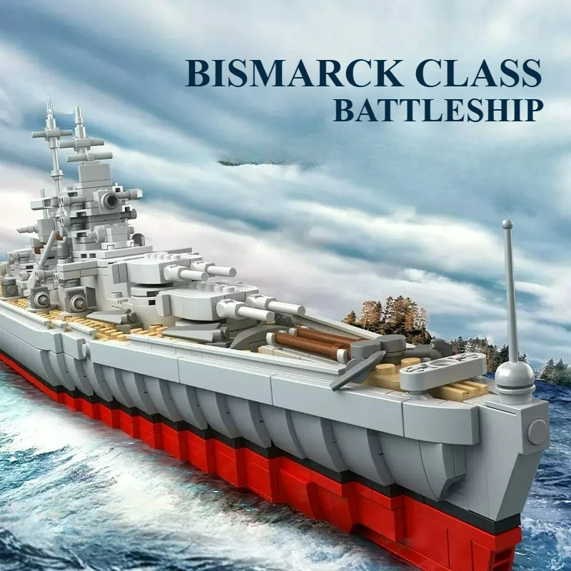

MOC WW2 Bismarck Class Battleship Modle Building Blocks Combat Rocket Launcher PANLOS Bricks Puzzle DIY Toys Kids Birthday Gifts