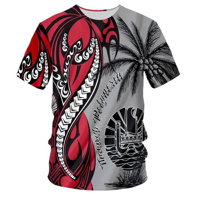 3d Printed Polynesian Tahiti T-shirt For Men Casual O Neck Short Sleeved Tee Tops Comfortable Hawaiian Oversized Men Tshirts