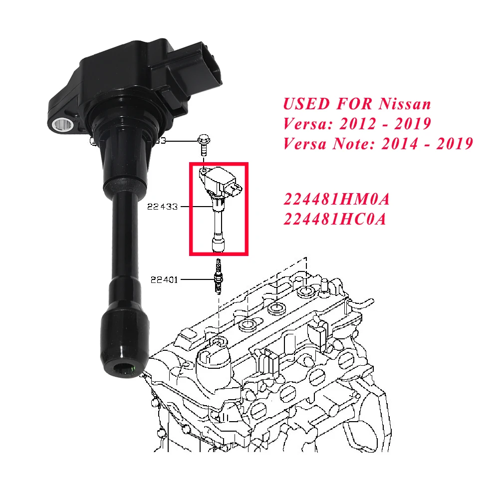 

Катушка зажигания двигателя автомобиля для NISSAN Versa Note MICRA 3-контактный 224481HM0A 224481HC0A Автоаксессуары