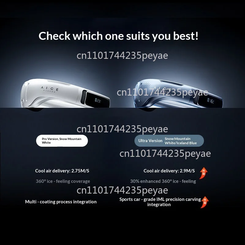 Ranvoo AICE4 Pro Ultra Portable Neck Fan Bladeless USB Silent Mini Intelligent Cooling Air Conditioner Fan