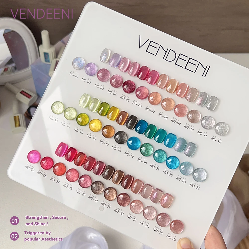 Vendeeni 36 Farben/Set Kristall-Katzenaugen-Gel-Nagellack Magnetischer UV-LED-Soak-Off-Gel-Lack Rosa Roter Katzenaugen-Gel mit Display – Detail 8