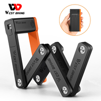 WEST BIKING Foldable Bicycle Lock MTB Road Security Anti-theft Cycling Lock Scooter Electric Bike Chain Lock Bicycle Accessories