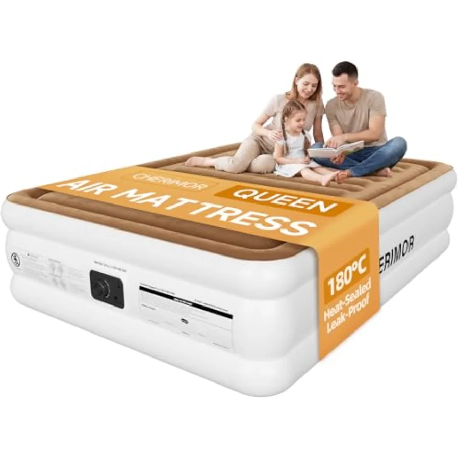 Air mattress for home guests camping, PVC material, gray color, 48Hr leak-proof test and 3-min fast inflation