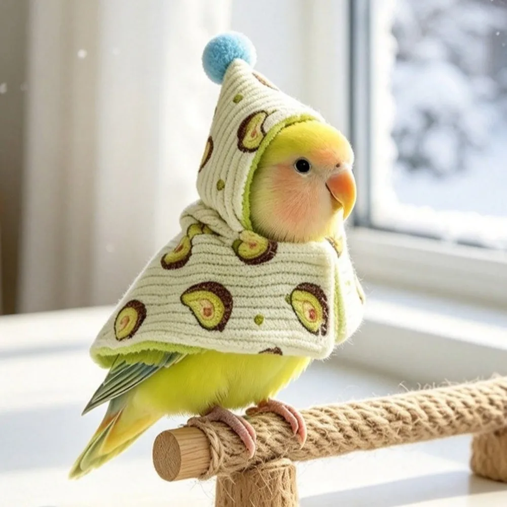 Comfortable Thickened Bird Winter Jacket Warm Soft Winter Parrot Cloak Windproof Fruit Pattern Bird Flight Suit Autumn Winter