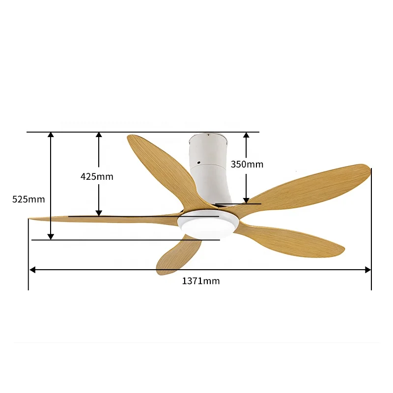Smart Interior Ceiling Fan Flush Mount 5 Blade LED Lights with Fan Remote Control DC Motor ABS
