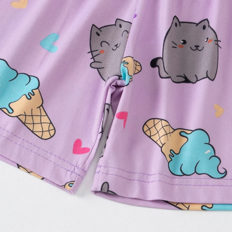 3-teiliges Set aus Sommer-Kurzarmshirts, Shorts und Hosen für Jungen und Mädchen, bunter, lässiger, bedruckter, süßer Anzug – Detail 10