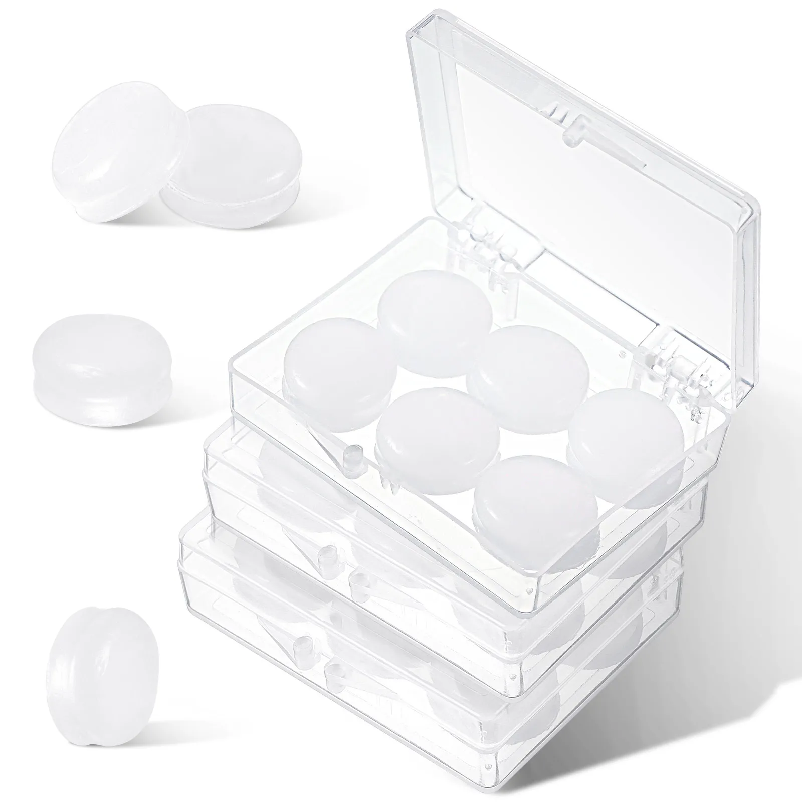 Tapones para los oídos de silicona para natación, tapón portátil para dormir en casa, 3 cajas