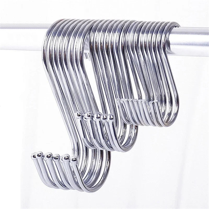 Stainless Steel S-Shape Hook Multi-function Kitchen Bedroom Railing S Hanger Hook Clasp Holder Hooks Hanging Clothes Rack