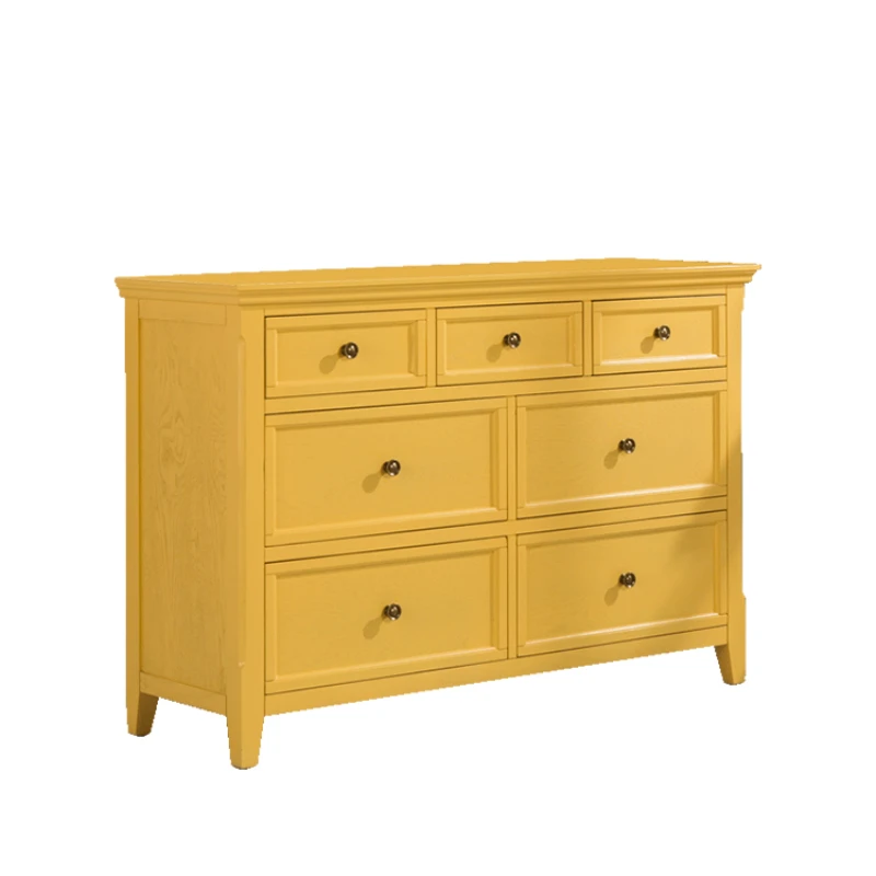 5 chest of drawers, home cabinet, retro chest of drawers, bedroom wardrobe against the wall, yellow chest of drawers