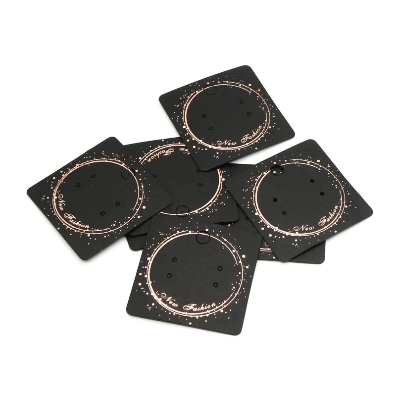 20 Pcs Black Ear Ring Card Earring Display Gold Color Shiny Cardboard For DIY Earring Stud Tag Necklace Jewelry Display Card