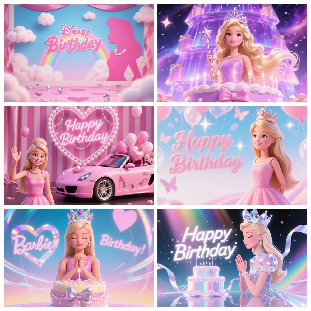 

Barbie Birthday Backdrop Party Pink Background Baby Shower Girl Room Decor Photography Studio Adult Child Banner Custom Supplies