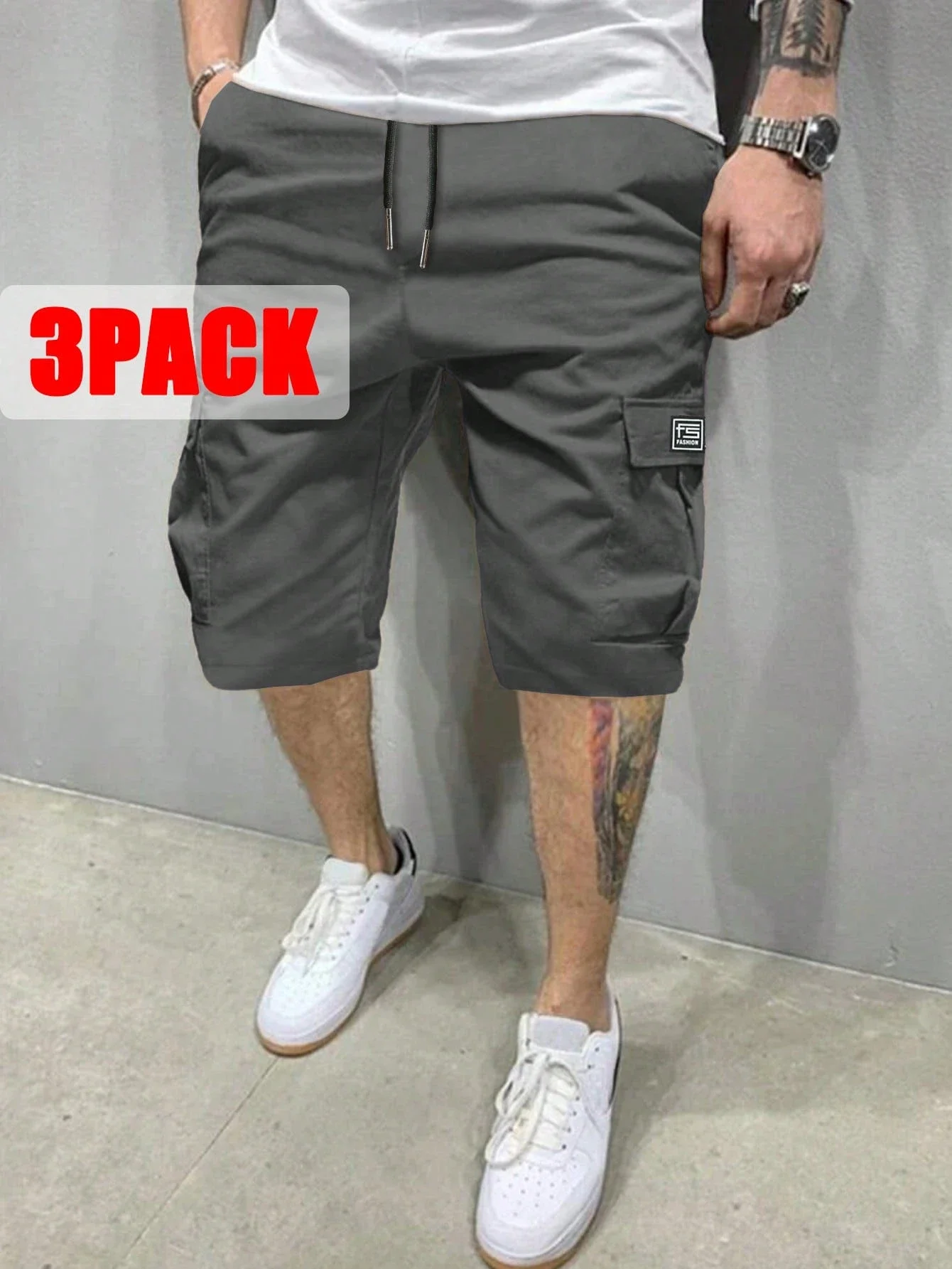 

Мужские шорты-карго с несколькими карманами и завязками, 3 шт., повседневные, летние