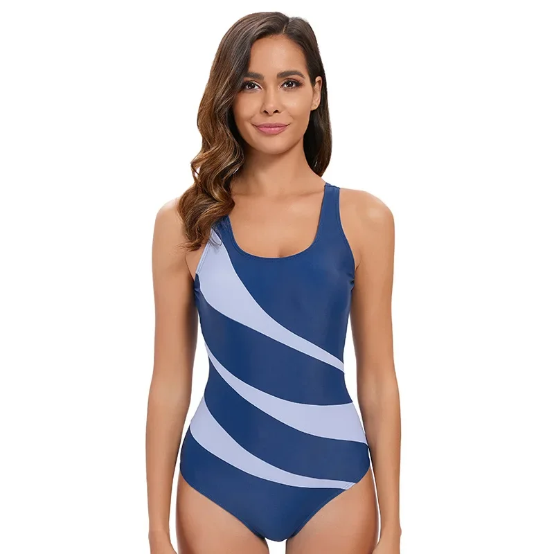 Women's Color Block Sporty One-Piece Swimsuit Sexy Slim-Fit Design with Breathable Quick-Dry Swimwear for Swimming Surfing