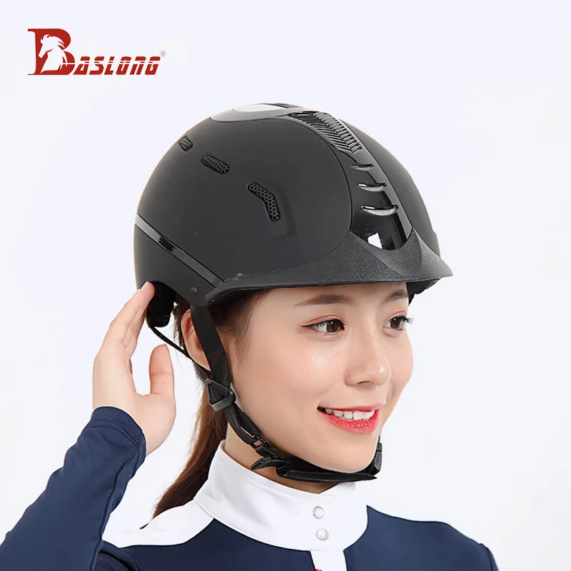 Baslong-casco deportivo ecuestre para niños, casco de montar ajustable, transpirable, equipo de ciclista, arnés
