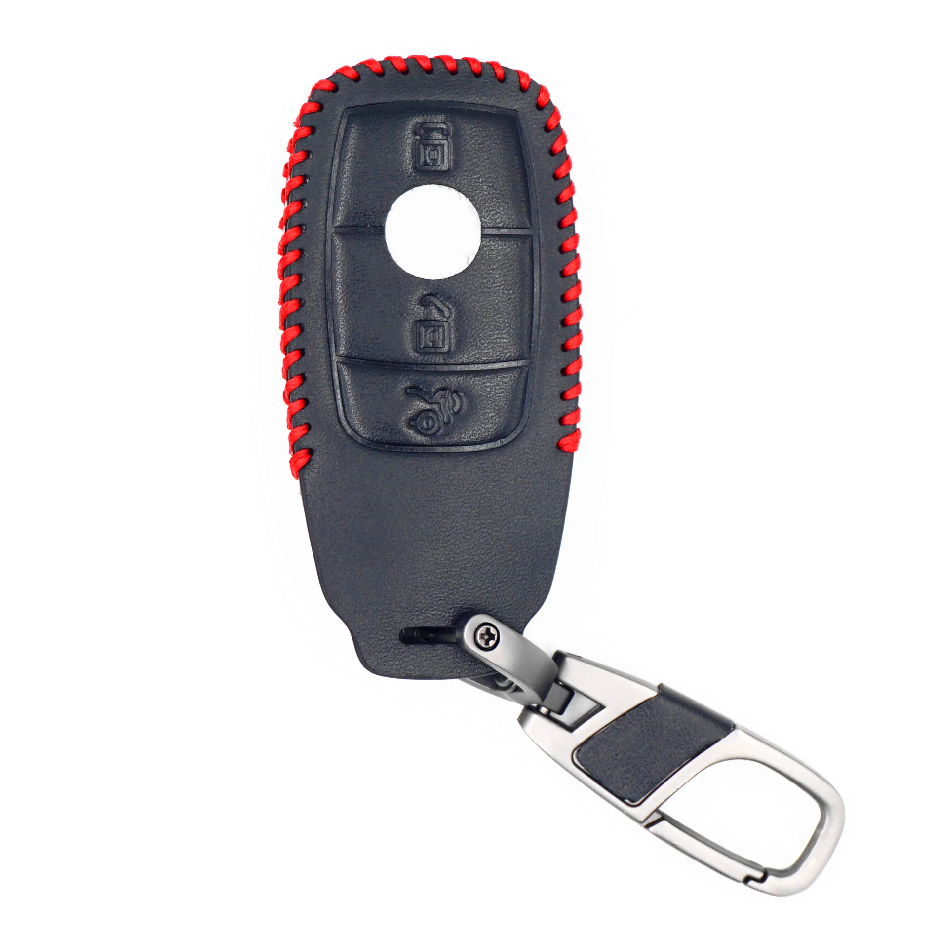 

WFMJ Black Leather 3 Buttons Remote Key Chain Cover Case for Mercedes-benz E S Class