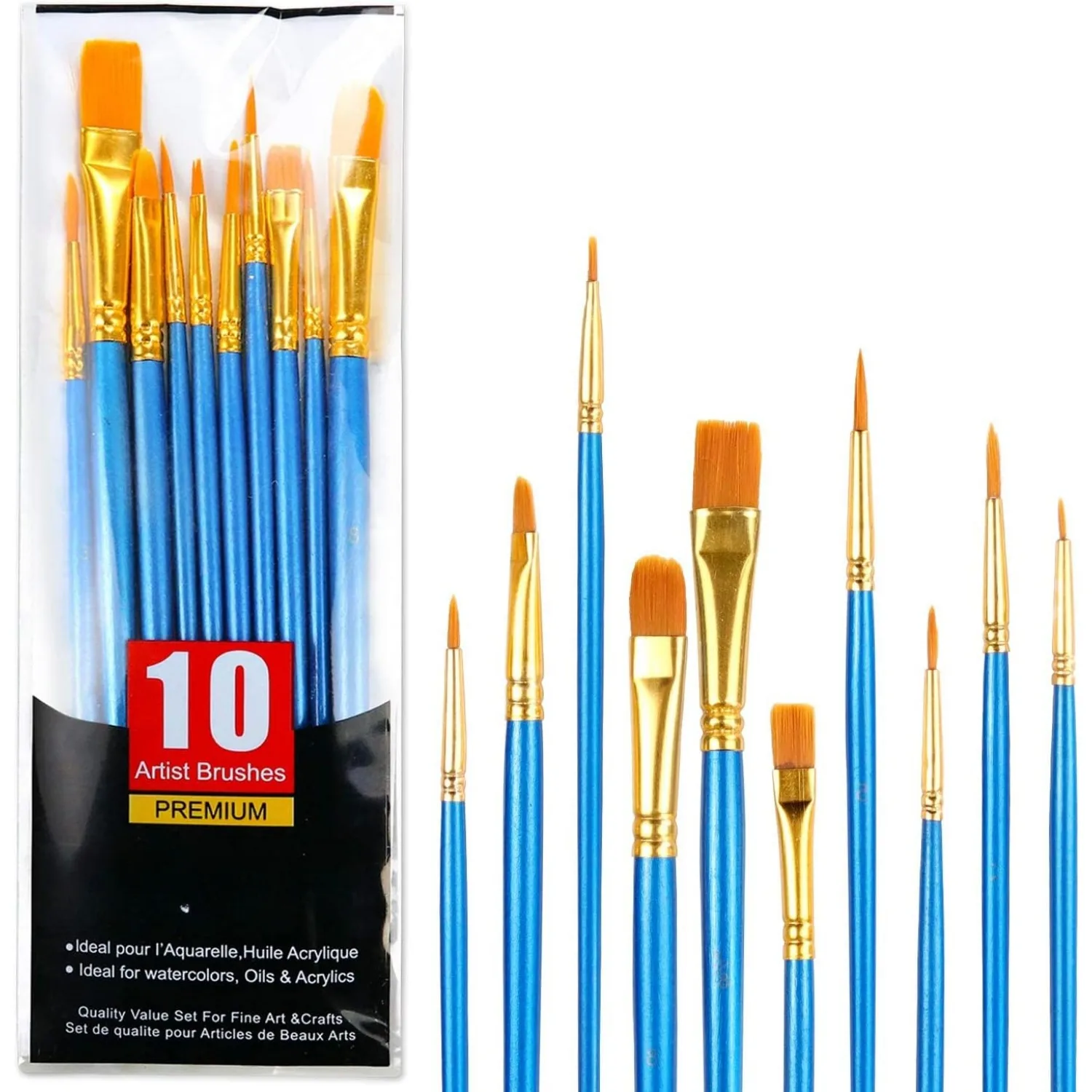 1 pack / 10 piece Watercolor Brush Painting Brush Nylon bristle brush for all uses oil watercolor artist professional kit