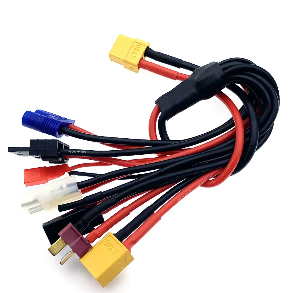 XT60Female To XT/TRX/EC5/JST/JR/L6.2 8 in1 Trailer Combination Charging Silicone wireB6 Wiring charge connector Conversion cable