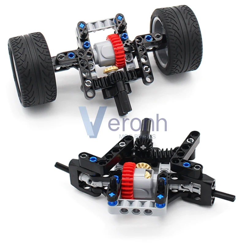 Technical Car Front Steering Differential Suspension System Kit MOC Building Blocks 4WD Off-Road Truck Servo Motor Bricks Toys