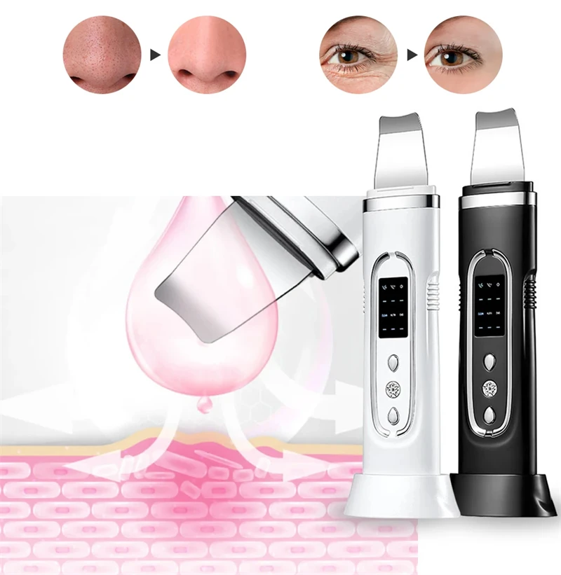 Ultrasonic Skin Cleaner Facial Scrubber Exfoliator Skincare Microcurrent Blackhead Remover EMS Vibrator Face Pore Cleansing Tool