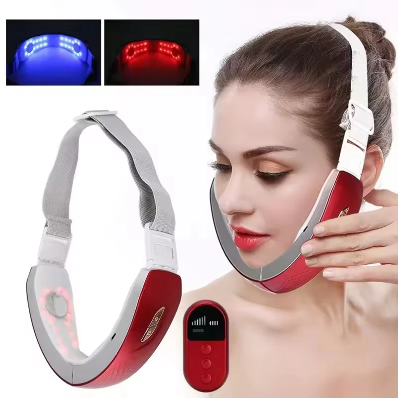 

STLF Red Blue Light V Shape Face Lift Therapy Tightening Double Chin Reducer V-face Beauty Device with Remote Control