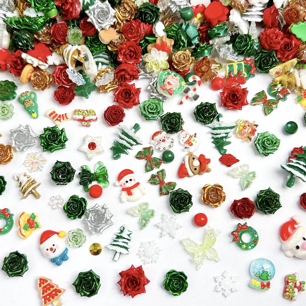 Boîte aveugle créative série de noël, breloques pour ongles en résine, dessin animé 3D, père noël, bonhomme de neige, cravate, boule de cristal, décorations pour Nail Art, DIY