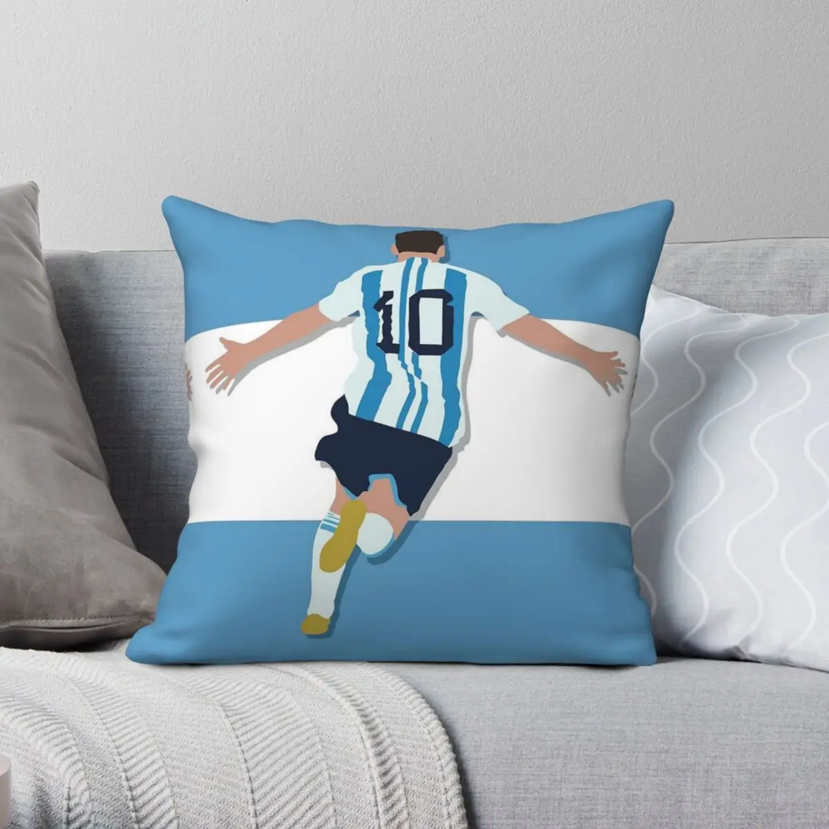 Lionel Messi Minimalist Square Pillowcase Polyester Linen Velvet Creative Zip Decor Room Cushion Cover Wholesale 45x45