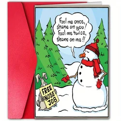 1pc, Christmas Card, Snowman card, Funny Christmas Card, Creative pattern card, the best gift for best friends and family