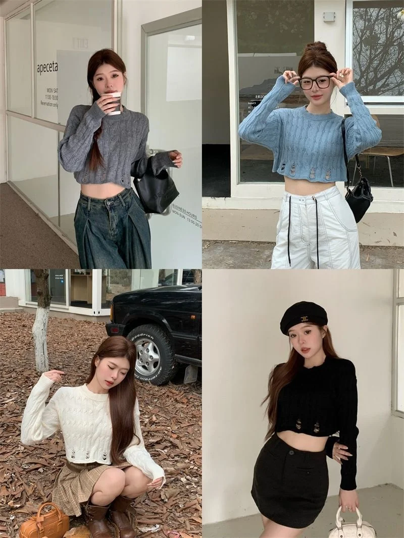 Crop Top Pullover Kawaii Donna Concerto Prestazioni Semplice Regolare Casual Quotidiano Basic Moda Donna Gioventù Adolescente Preppy College