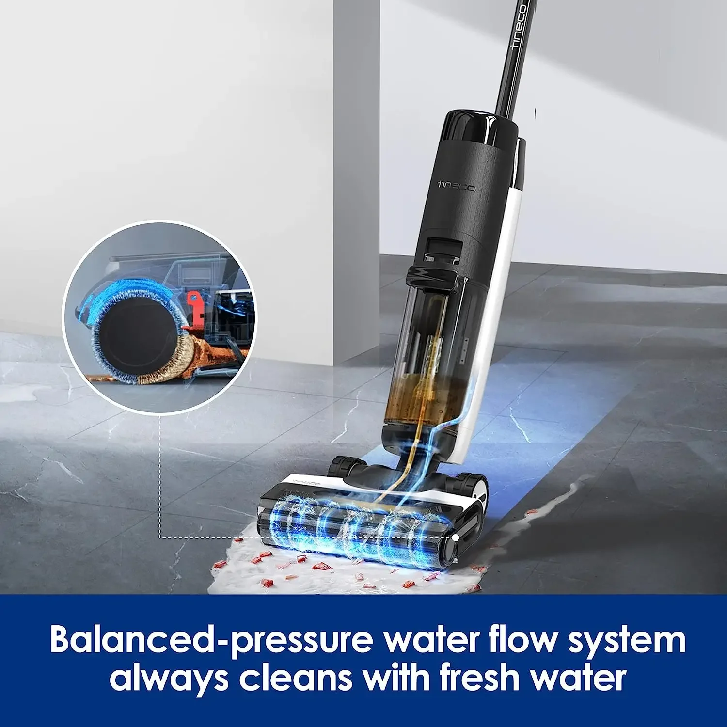 Tineco Smart Cordless Floor Cleaner Wet Dry & Mop for Hard LCD Display Great for Sticky Messes and Pet Hair Centrifugal Drying