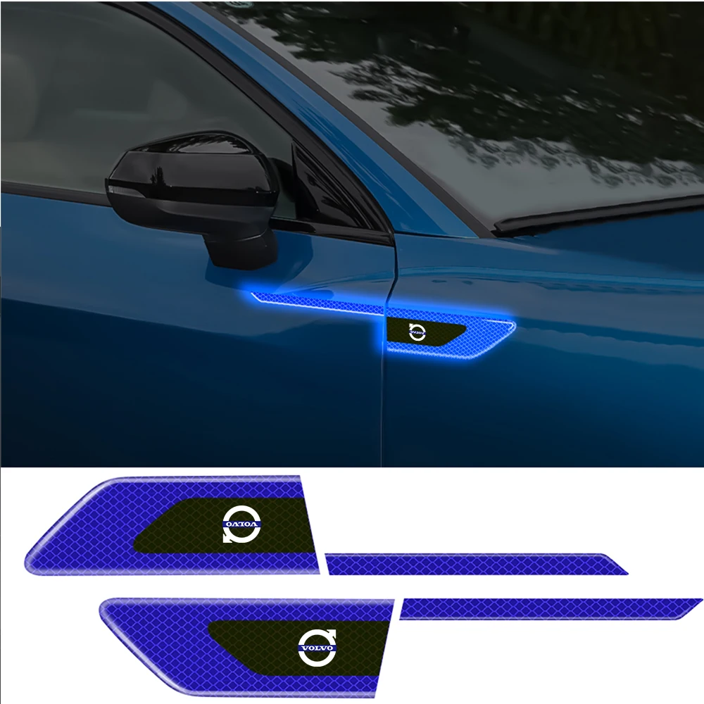 2Pcs Car Body Trunk Safety Warning Mark Car Emblem Reflective Sticker For Volvo Rdesign S80L S60 XC60 XC90 V40 V50 V60 T6 S90
