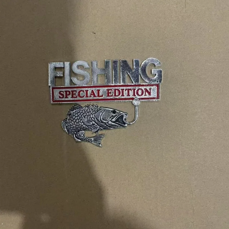 2D Flat Metal Fishing Special Edition Car Sticker Emblem Badge Bass Retro Auto Side Fender Trunk Decal Vehicle Decor Accessory ﻿