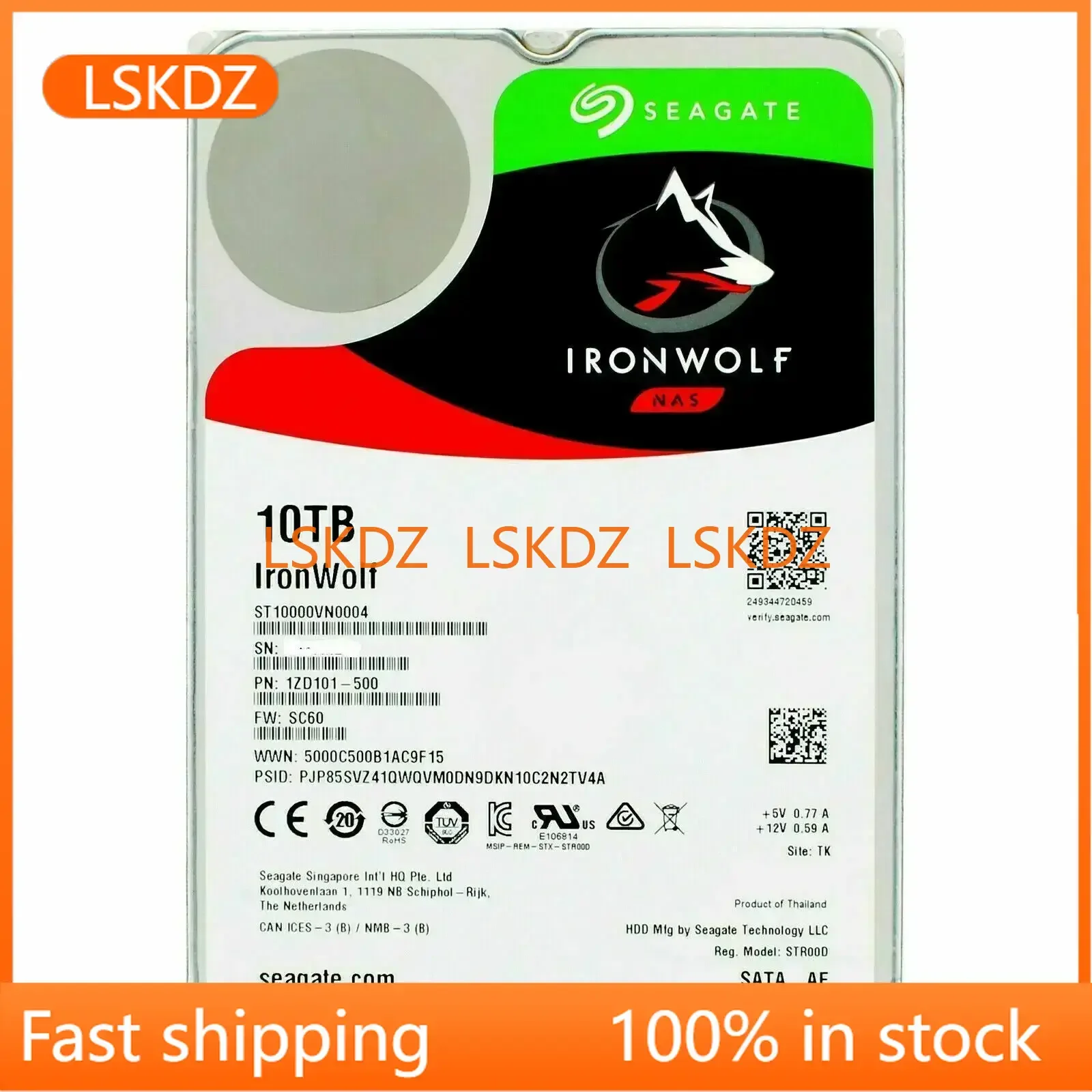 Новинка Seagate IronWolf 10TB внутренний 7200 об/мин 3,5 дюймов (ST10000VN0004) NAS