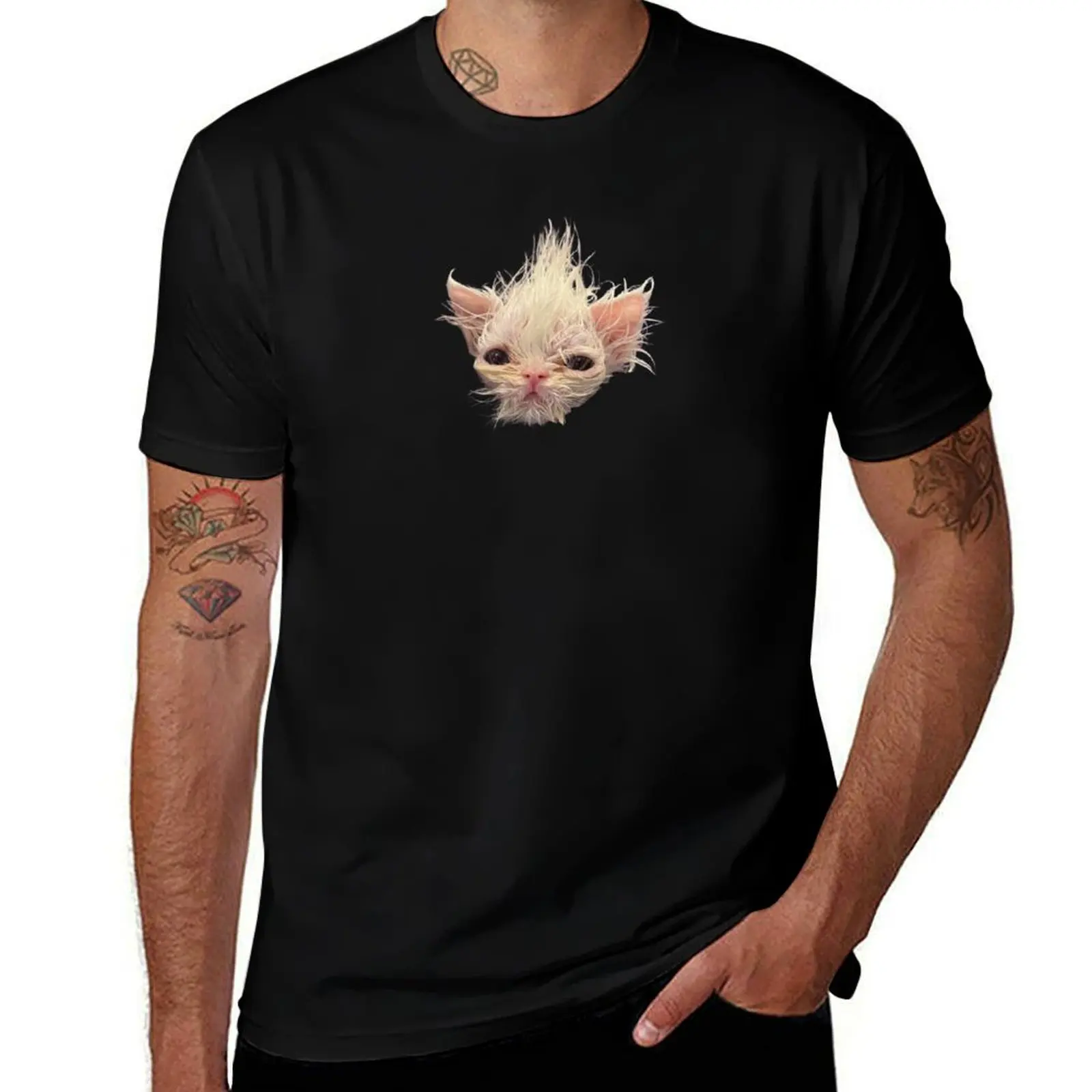 wisp the cat - skrunkly face T-Shirt street wear boys whites mens t shirt graphic