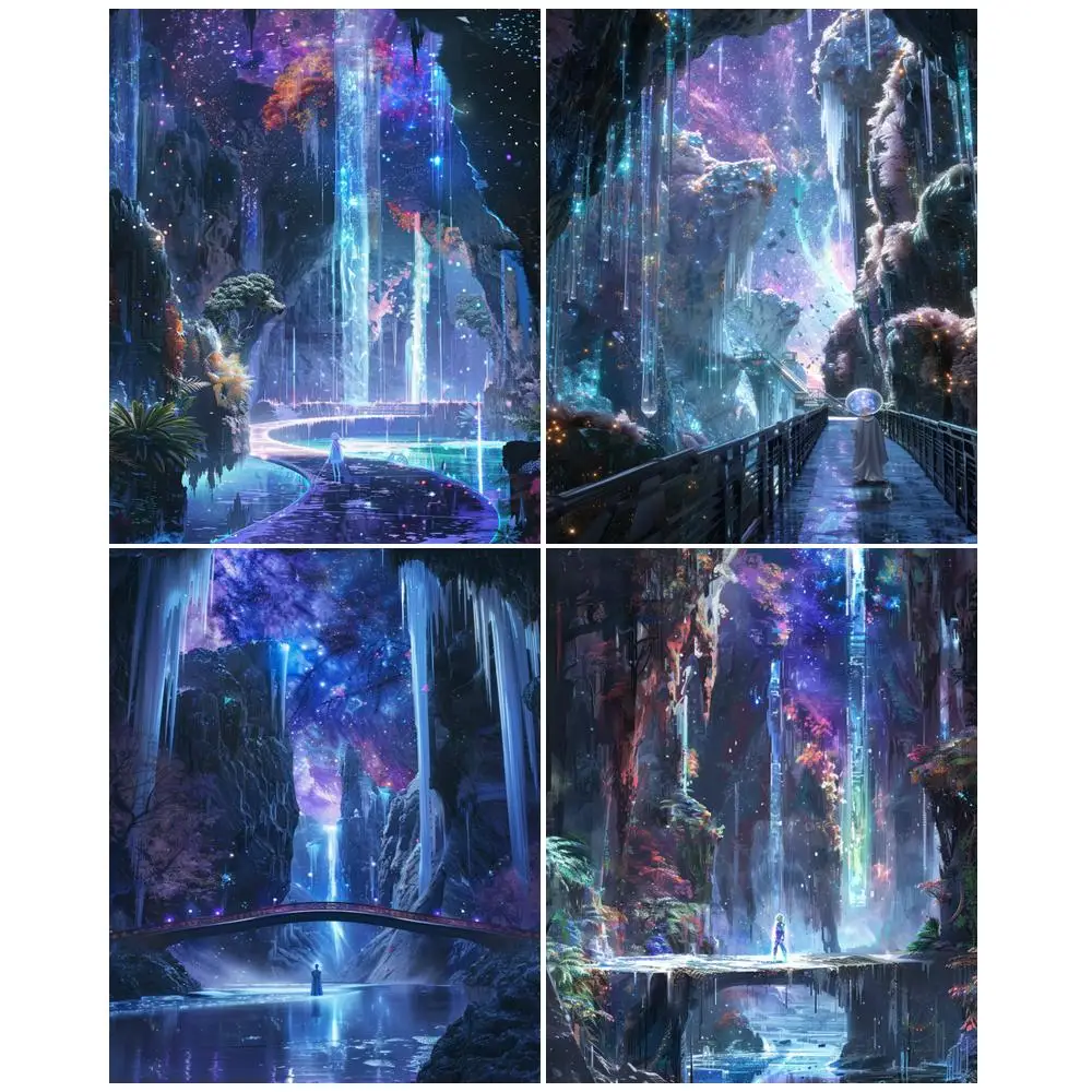 

GATYZTORY Frame Diy Paint By Numbers Kits Fantasy Waterfall Scenery For Adults Kits Acrylic Paint On Canvas With Numbers Diy Gif