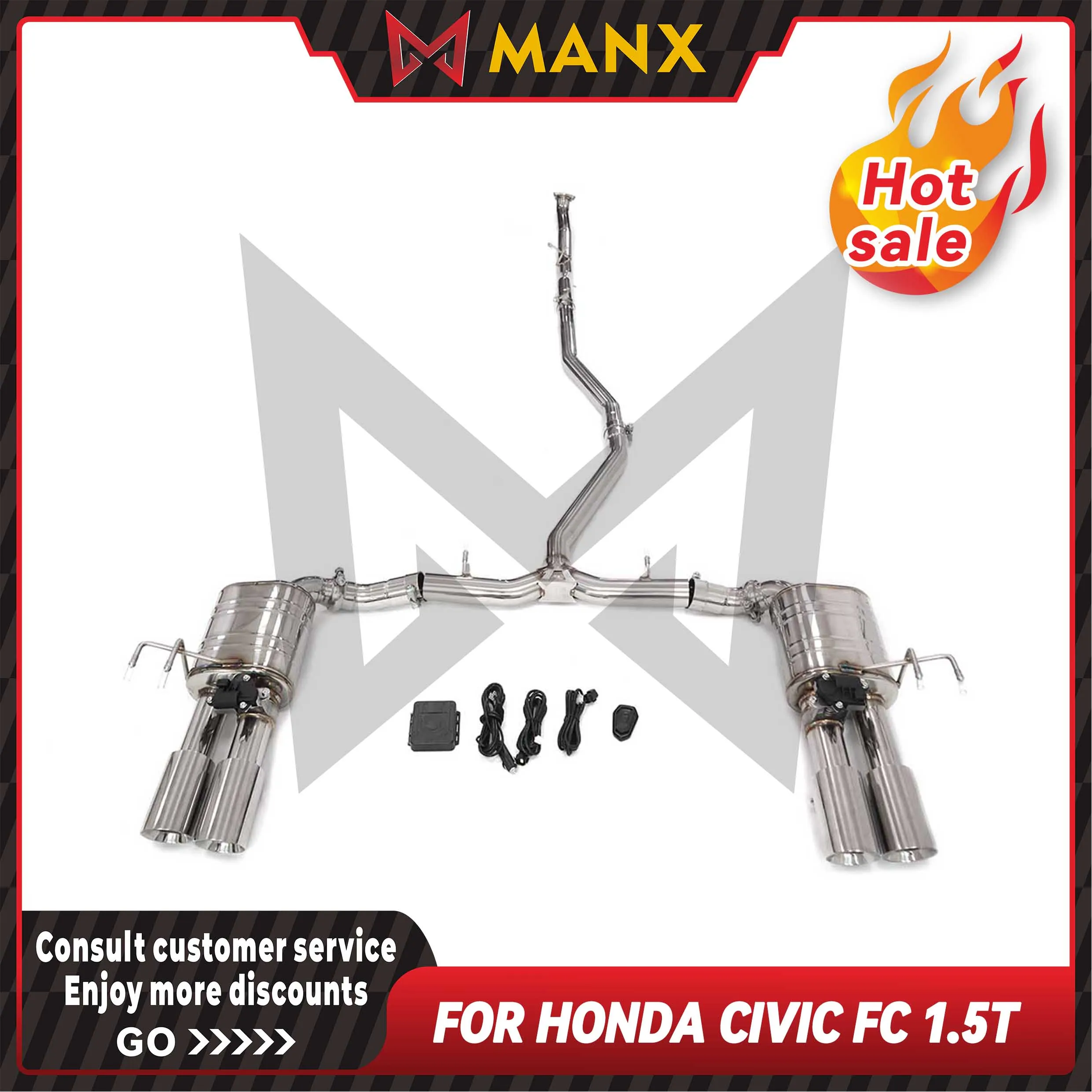 

Suitable for Honda Civic 10 FC 1.5T Stainless steels Catback Performance Exhaust pipe Muffler With Valve Lossless installation