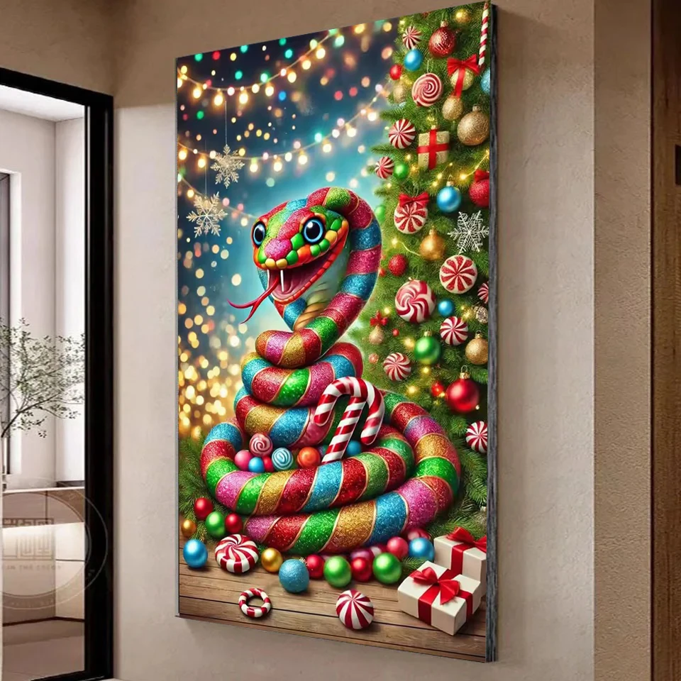 New Year Snake Diamond Mosaic Kit DIY Snake Fireworks Candy Ice Cream Diamond Painting Art 5D Rhinestone Cross Stitch Home Decor