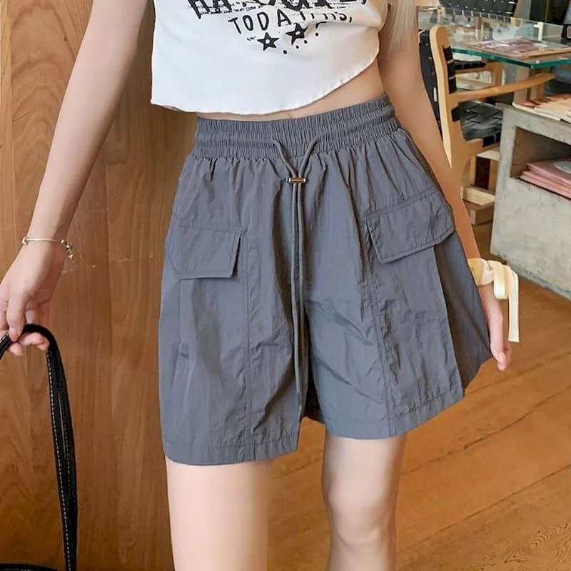 Sporty A-line Shorts for Women Summer Sale Korean Style Vintage Casual Pants Parachute Elastic Waist Sweatpants Women Clothing