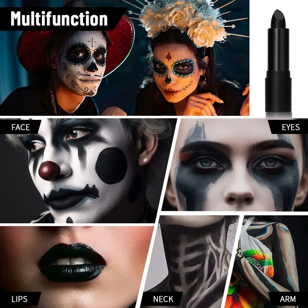 Party Tools Face Paint Black Lipstick Matte Long Lasting Eye Black Stick Waterproof Retro Makeup Tool Sports