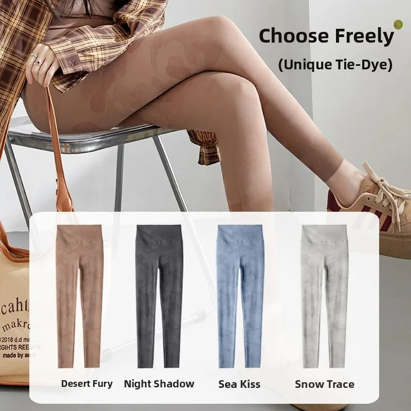 

High Waist Thin arkskin Yoga Pants Women's Tight Fit Exercise Trousers Nine Point Length Slimming Abdomen Control Faionable