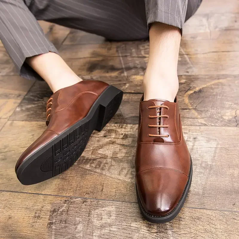 

New Men's Leather Shoes Wedding Handmade Large Oxford Shoes Luxury Formal Wear Derby Shoes