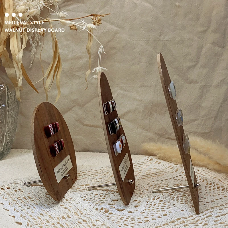 Vintage Walnuss Nagelkunst-Präsentationsbrett Gel-Lack Farbkarte Maniküre-Musterständer Salon-Präsentationswerkzeug
