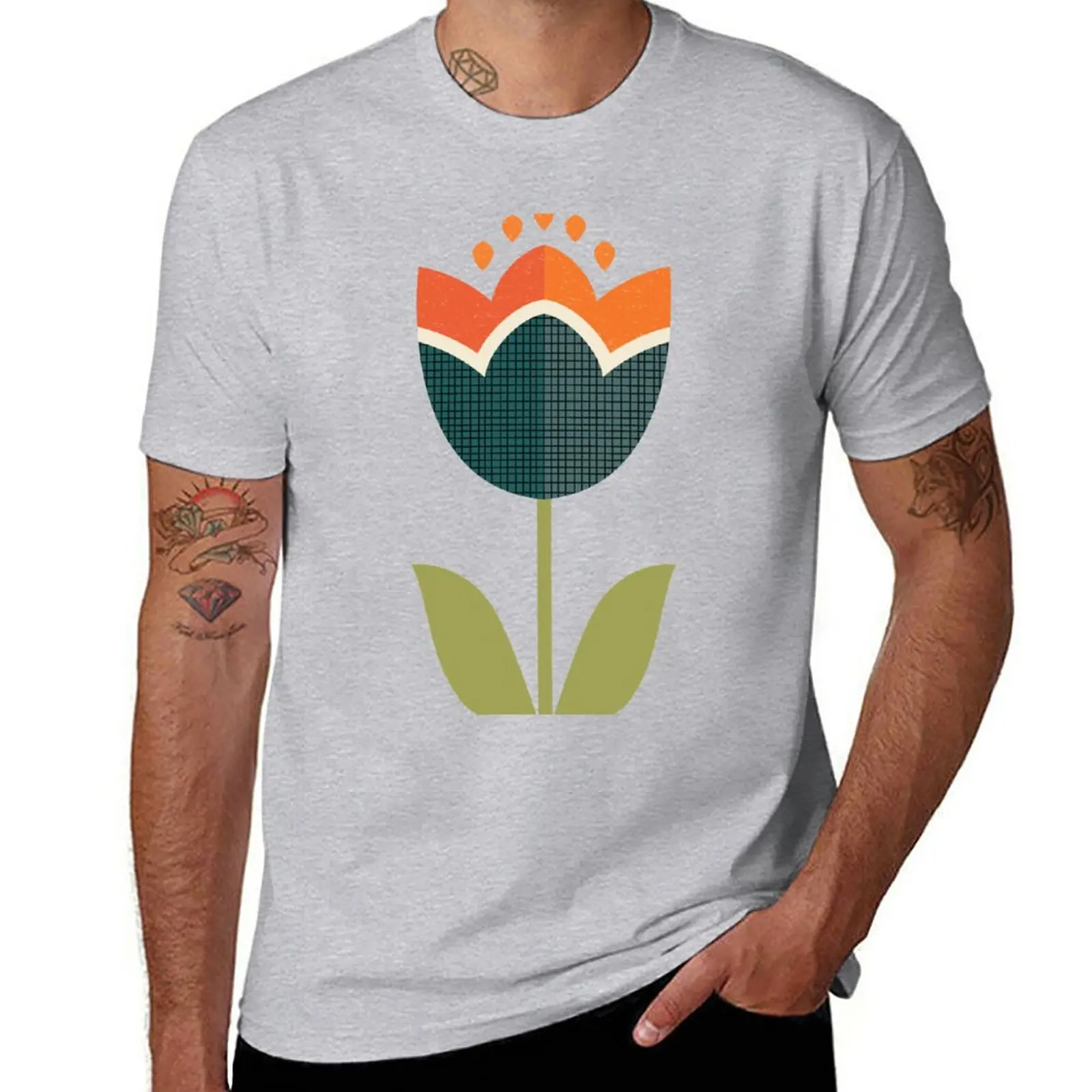 Retro Tulip - Orange and Cream T-Shirt anime sublime mens t shirt graphic