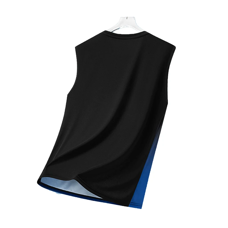 Men Gradient Sports Vest Lightweight Sleeveless Round Neck T-Shirt Summer Running Loose Fit Youth Sports Fitness Breathable Top image 3