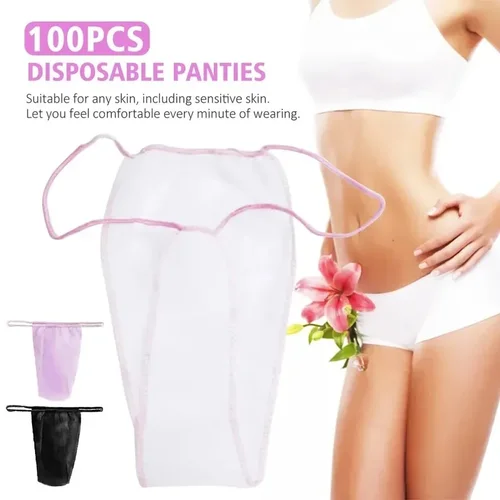 Imagen 2 del producto 100 Uds. Para mujeres Spa telas no tejidas ropa interior envolturas de bronceado salón bragas desechables Tanga higiénica envuelta individualmente