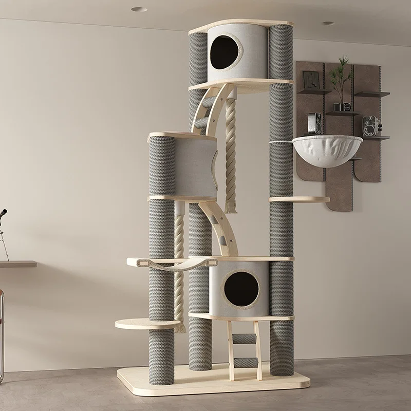 Cave cat climbing frame L solid wood scratching column cat grinding claws cat nest space capsule supplies