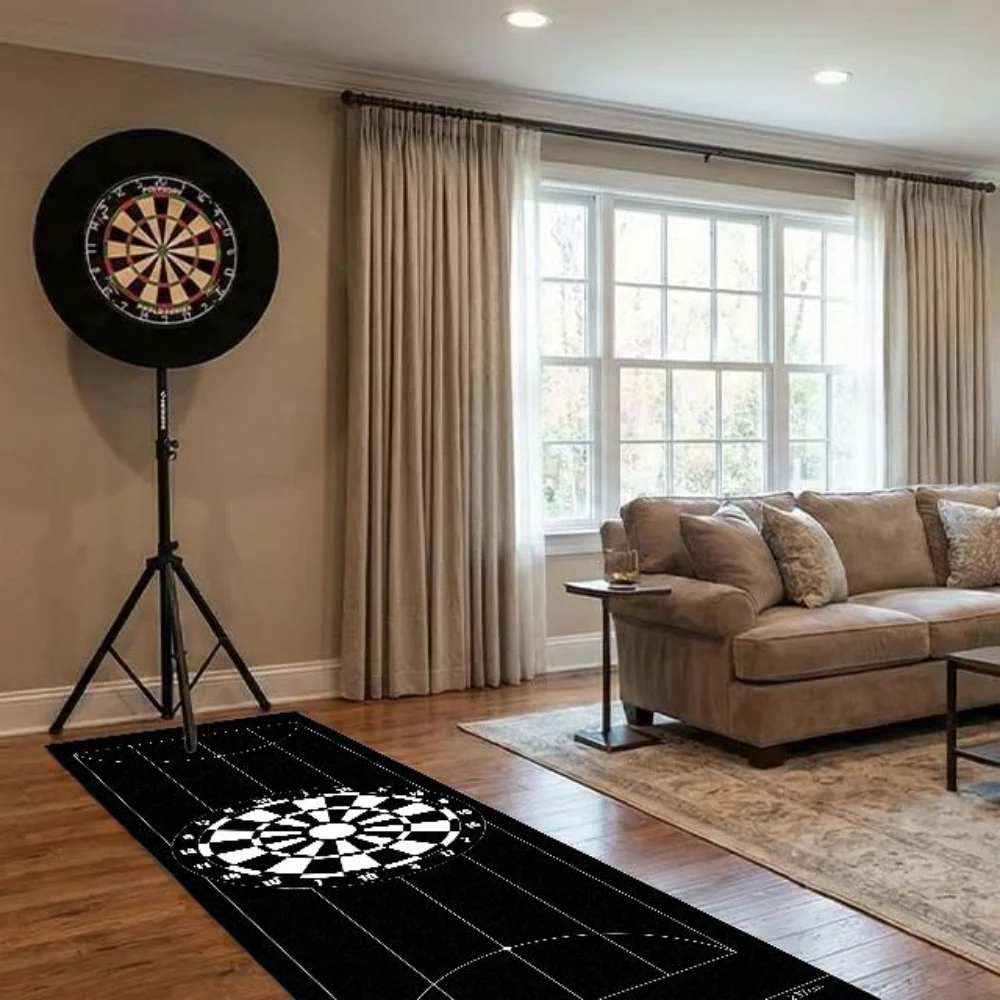 Dartboard Pattern Dart Runner Rug Professional Darts Game Anti‑Slip Long Floor Mat Protective Area Carpet for Game Room Man Cave