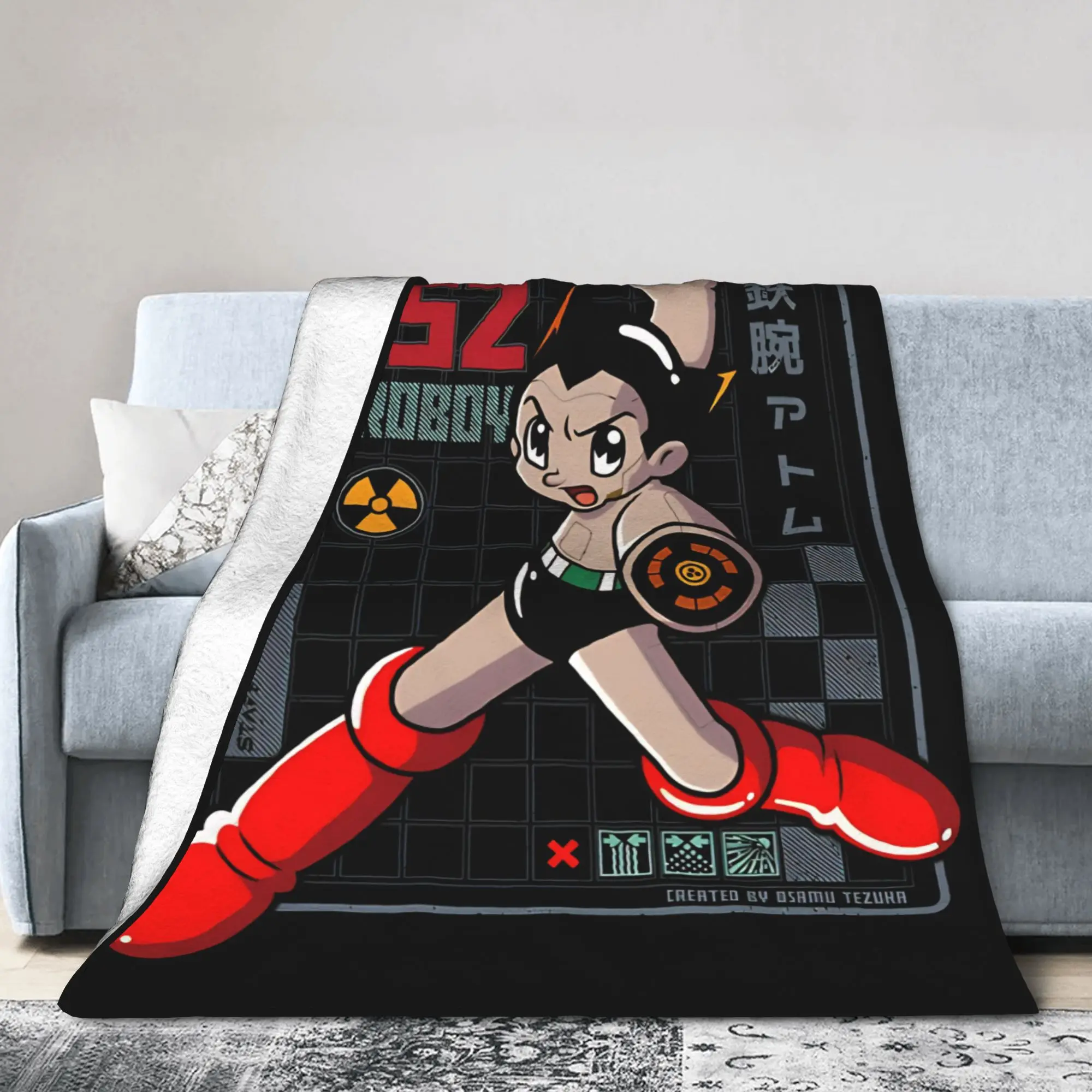 AstroBoy Atomo Project Fleece Throw Blankets Astro Boy Blanket for Sofa Office Warm Bedroom Quilt